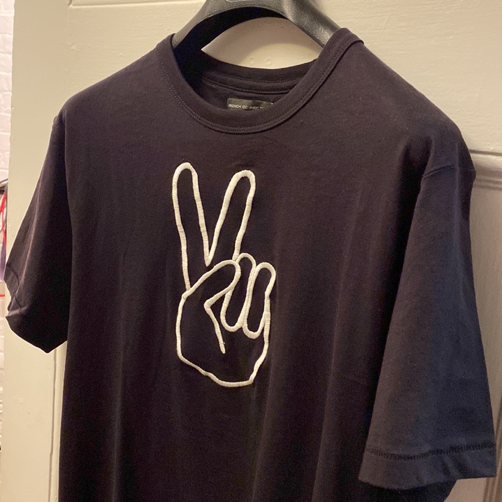 French Connection Embroidered Peace Sign t shirt
